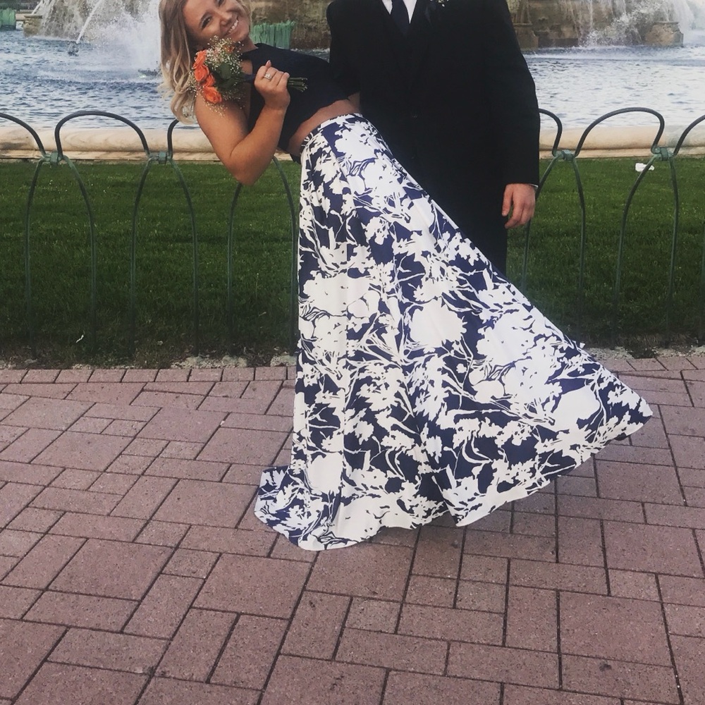 Floral Navy and White Women's Dress